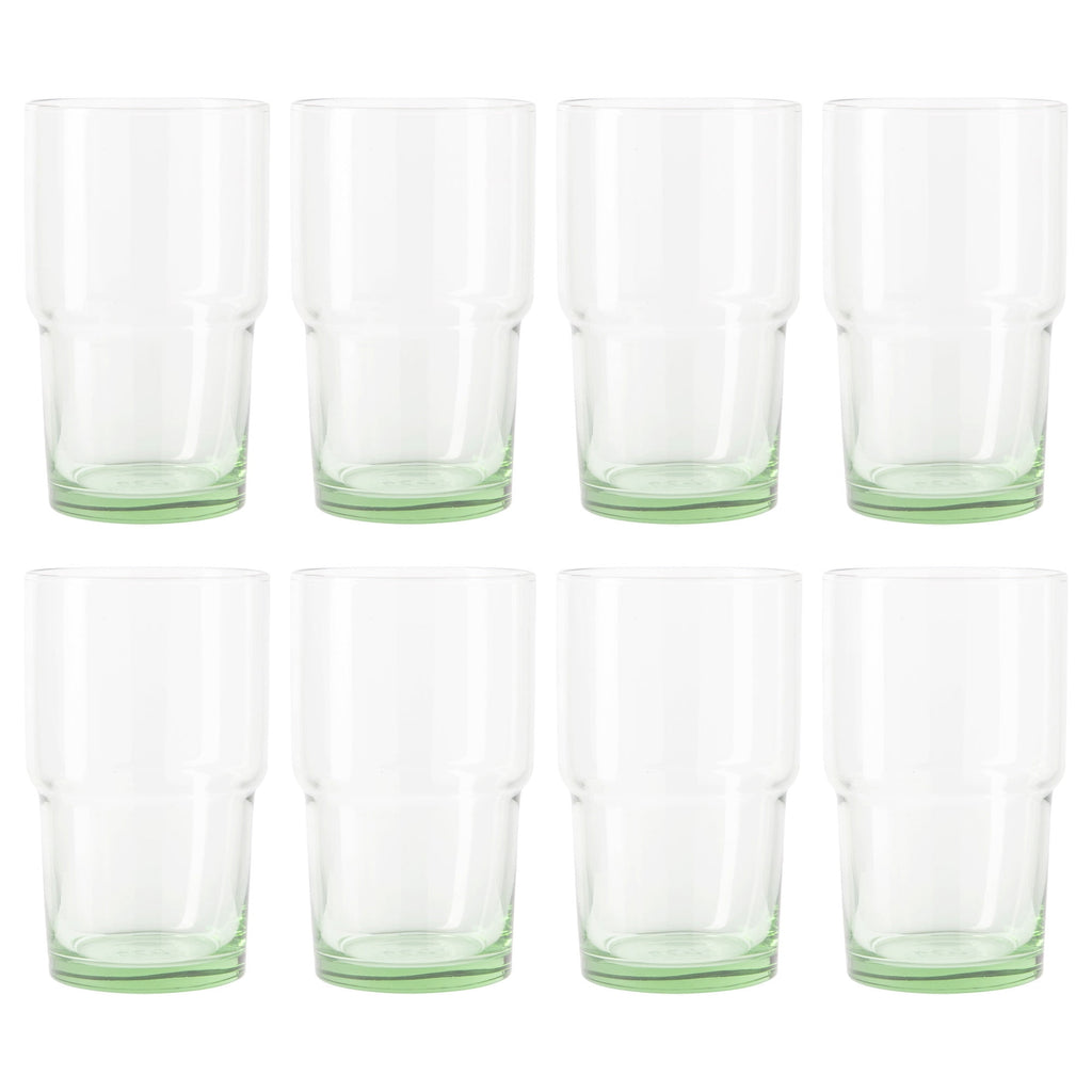 Better Homes &amp; Gardens Clear Green Glass, Glassware, 8 Pack, 15 oz