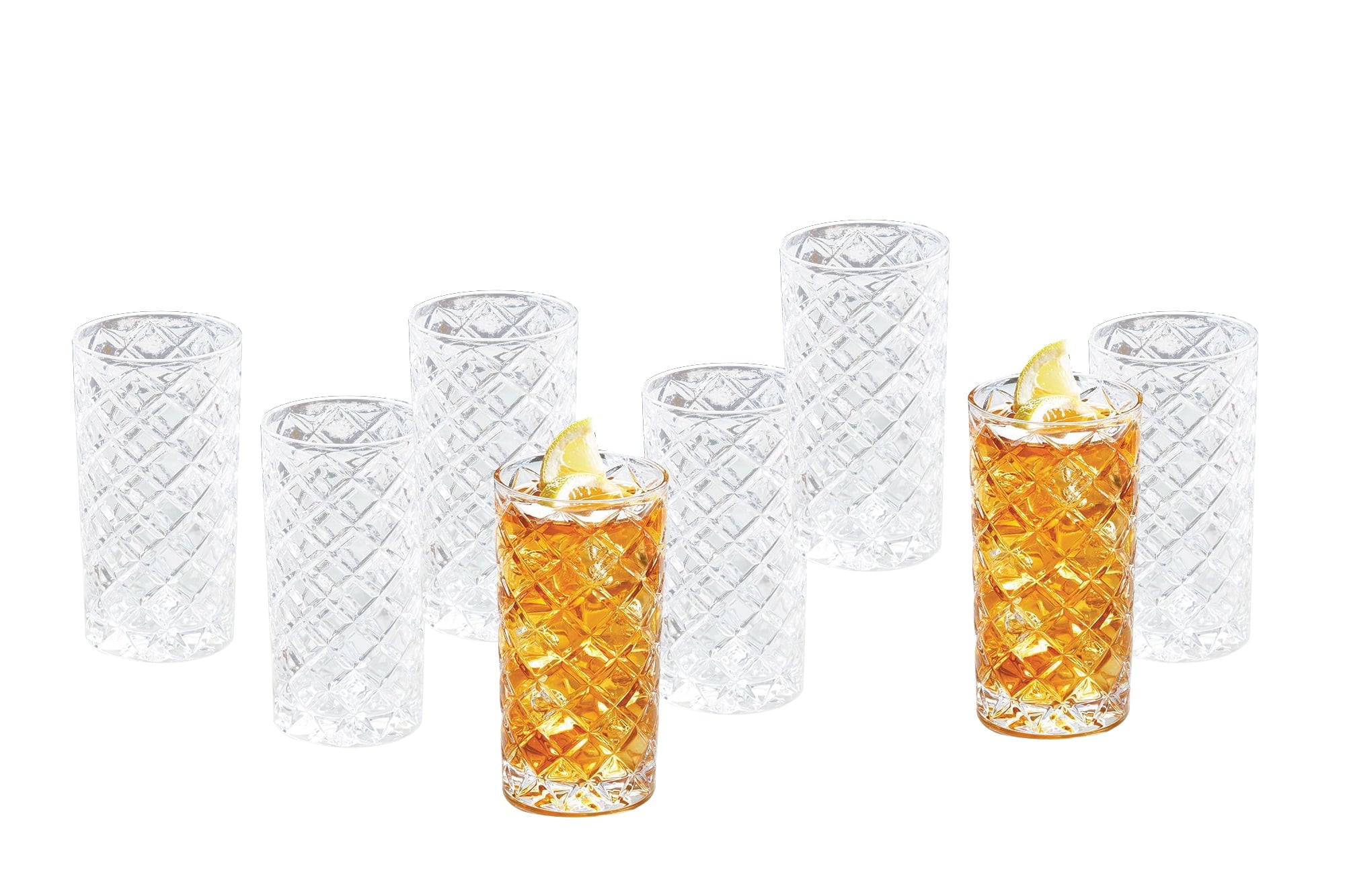 Better Homes &amp; Gardens Diamond Cut Tumbler Clear Drinking Glass, 8 Pack