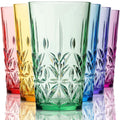 Royal Plastic Drinking Tumbler, Dishwasher-Safe Water Glasses, Mixed Colors Assorted Cups, 18 oz Set of 6