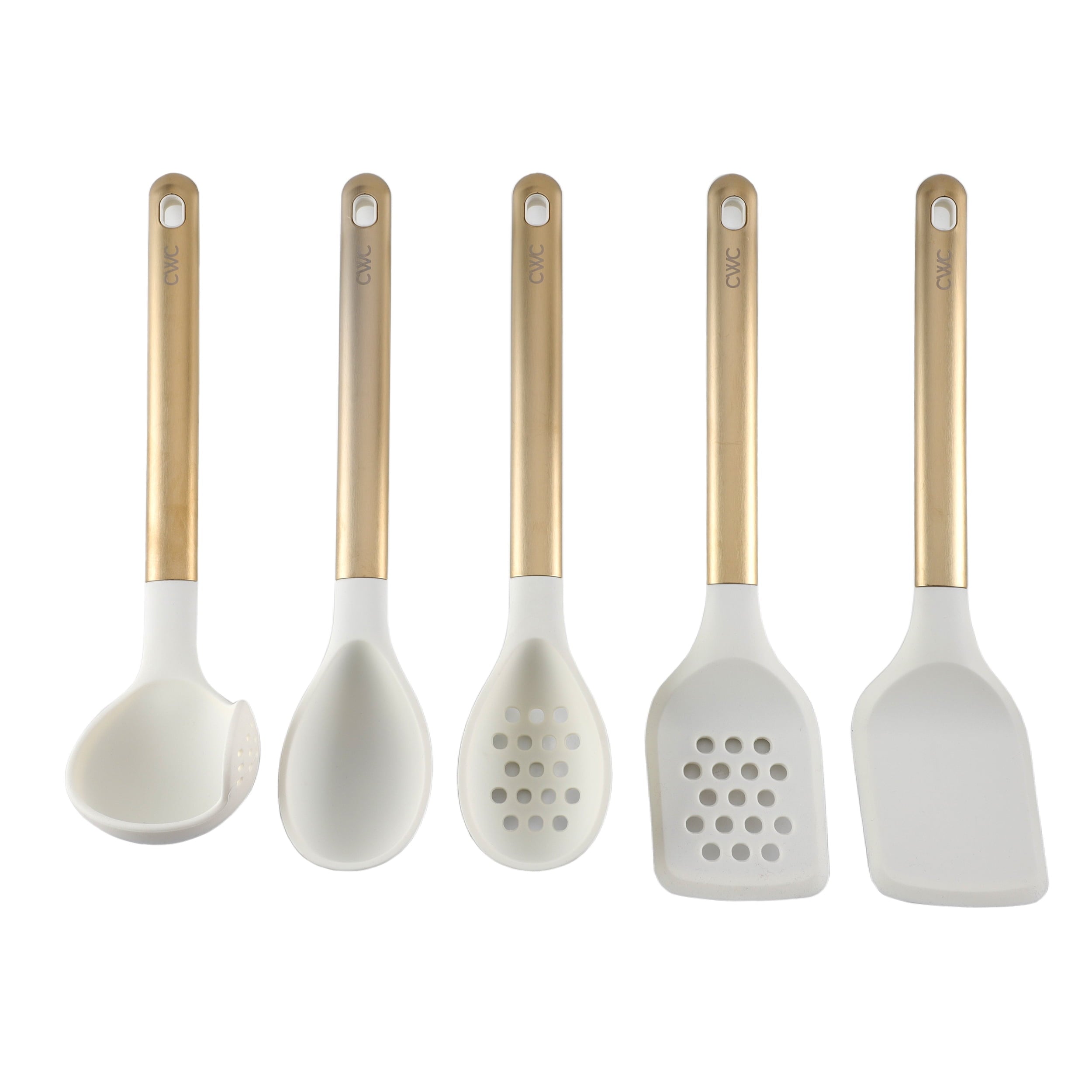 5-Piece Stainless Steel &amp; Silicone Utensil Set – &amp; Nonstick Safe