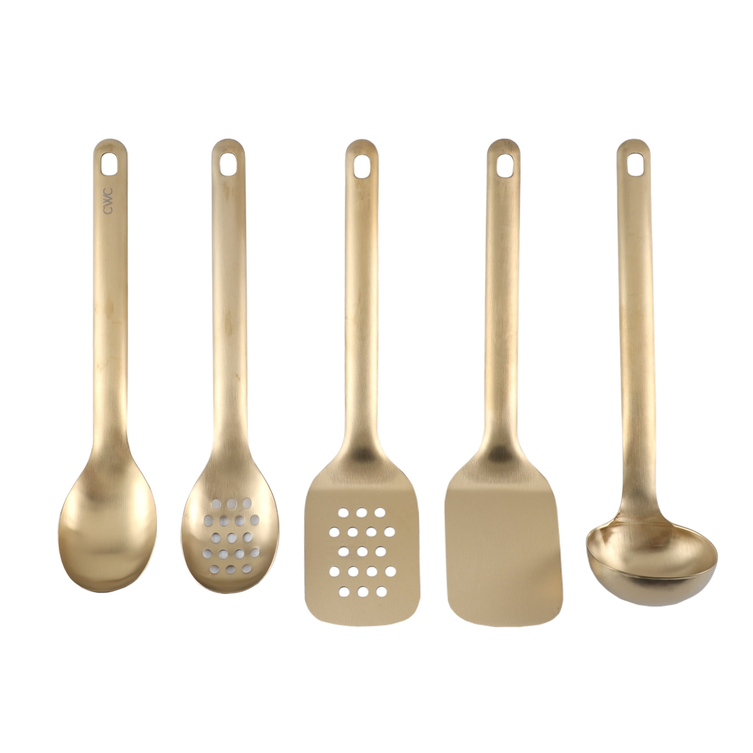 5-Piece Stainless Steel Utensil Set – Gold, &amp; Stylish Kitchen Tools