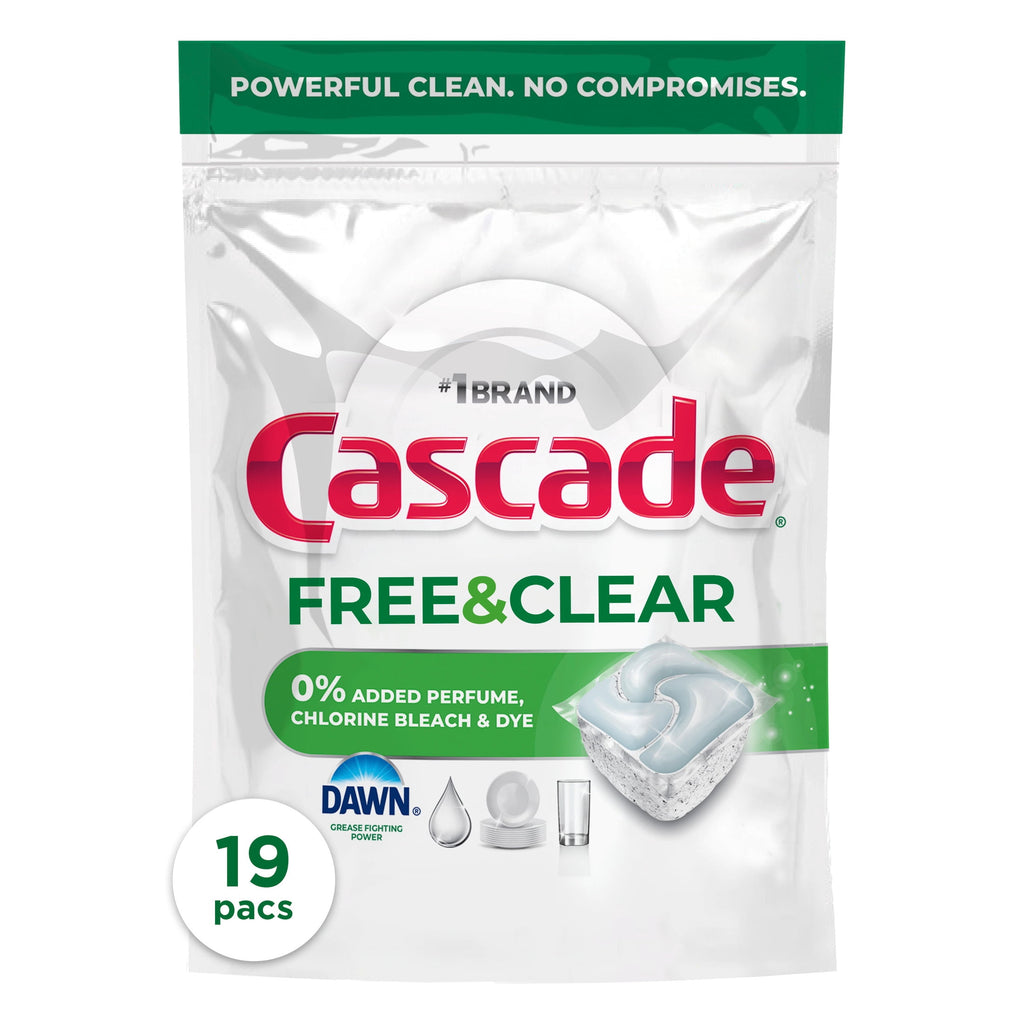 Free &amp; Clear Dishwasher Pods, Dish Detergent Soap, Unscented, 19 Count