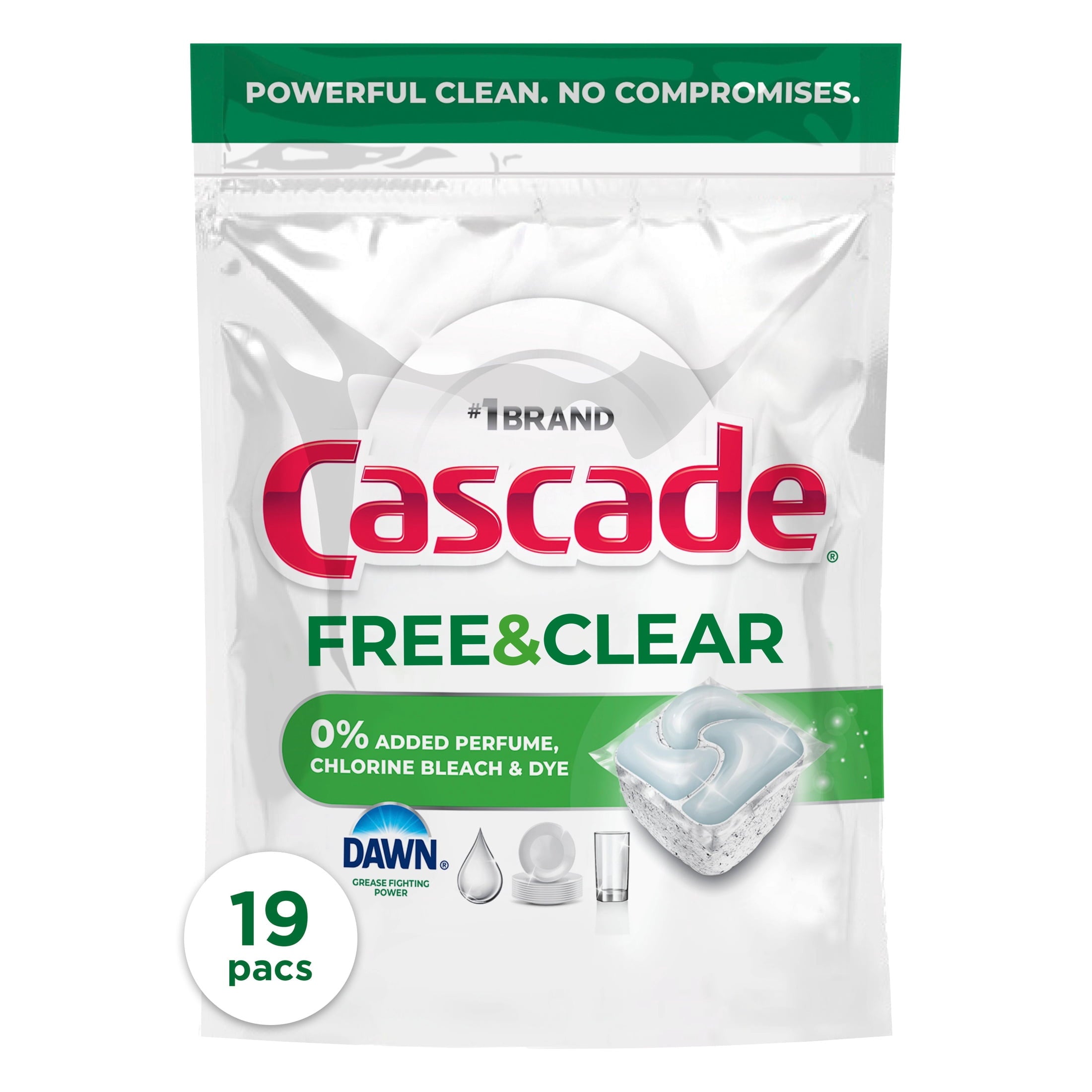 Free &amp; Clear Dishwasher Pods, Dish Detergent Soap, Unscented, 19 Count