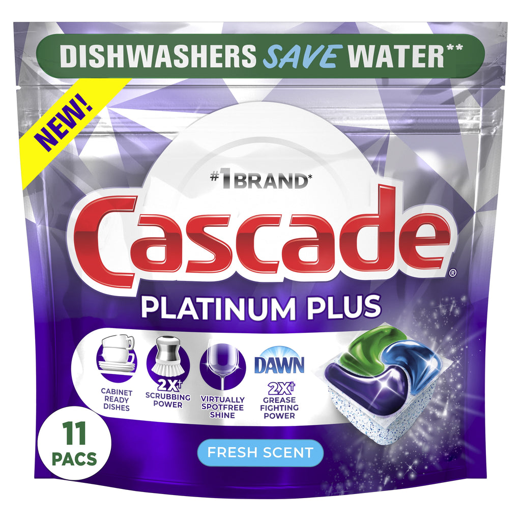 Platinum Plus Dishwasher Pods, Action Pacs Dishwasher Detergent Tabs, Fresh, 11 Count