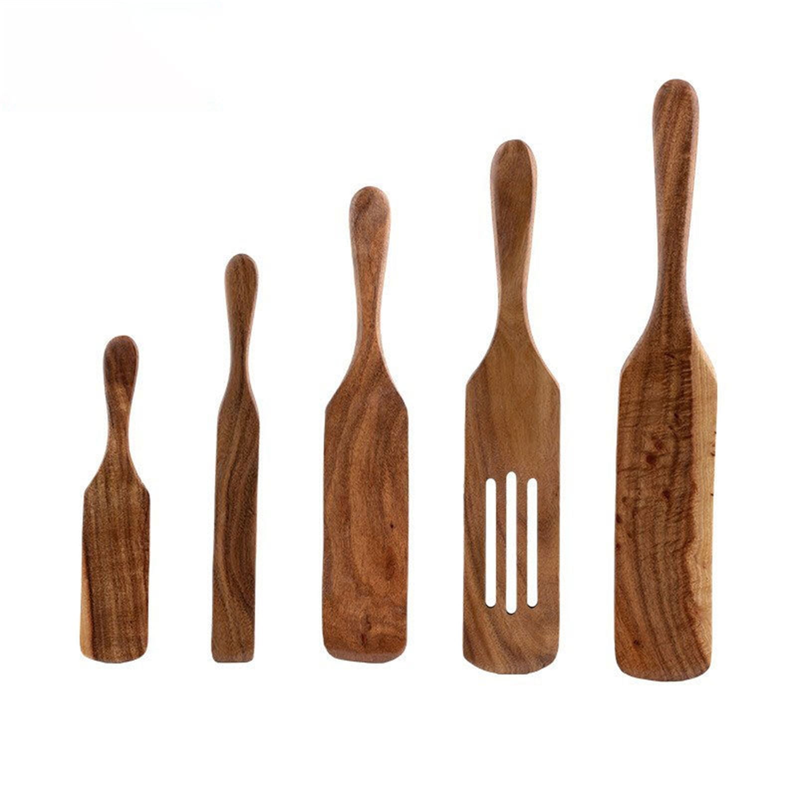 Clearance!! Wooden Spurtle Teak Spurtles Kitchen Tools Wooden Spatula for Cooking Wood Utensils Non Stick Cookware for Serving Stirring Mixing Scraping Scooping Cooking Utensil