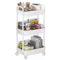 3-Tier Metal Rolling Storage Cart Shelves Rolling Utility Cart Organizer Cart Movable Storage Organizer Bathroom Kitchen Office Workshop White