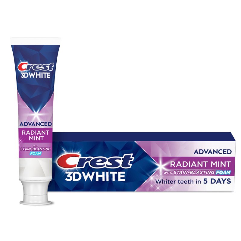 Crest Toothpaste, 3D White Advanced Radiant Mint Teeth Whitening Toothpaste, 3.3 oz