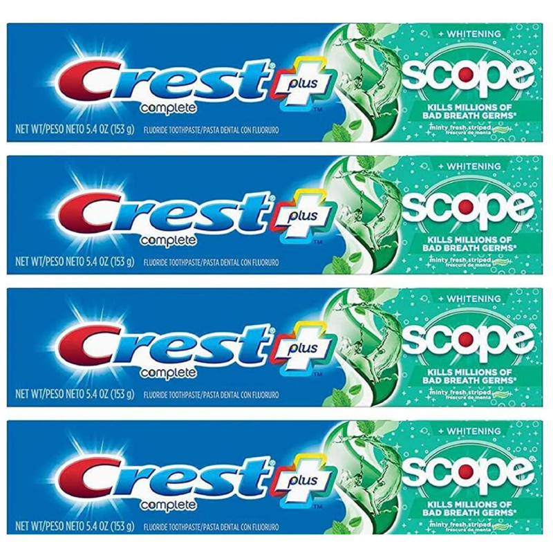 Crest Complete + Scope Whitening Toothpaste Minty Fresh Flavor 5.4oz ( 4 PACK )