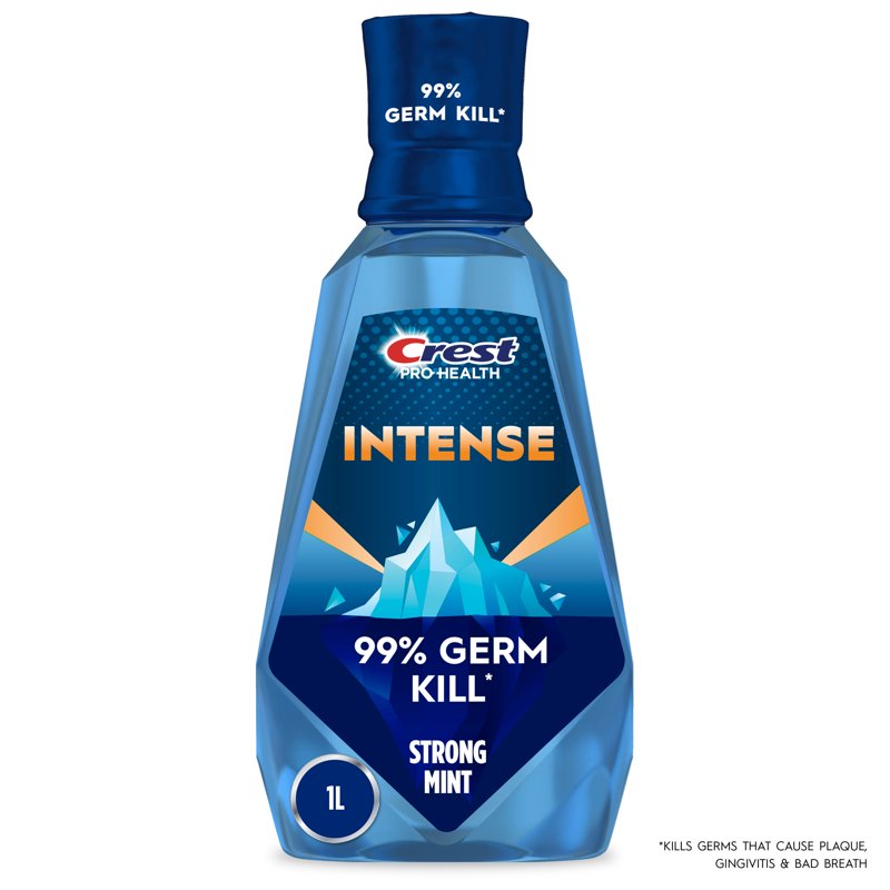 Crest Mouthwash, Pro-Health Intense Mouthwash/Mouth Rinse, Strong Mint, 1 L (33.8 fl oz)