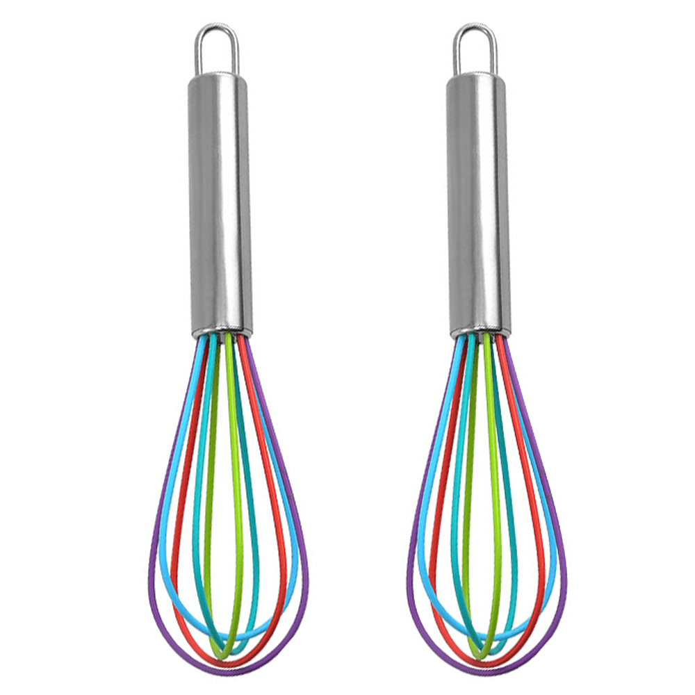 DISEN 2 Piece Silicone Whisk Set Multicolor Kitchen Tools, 10 Inches + 8 Inches