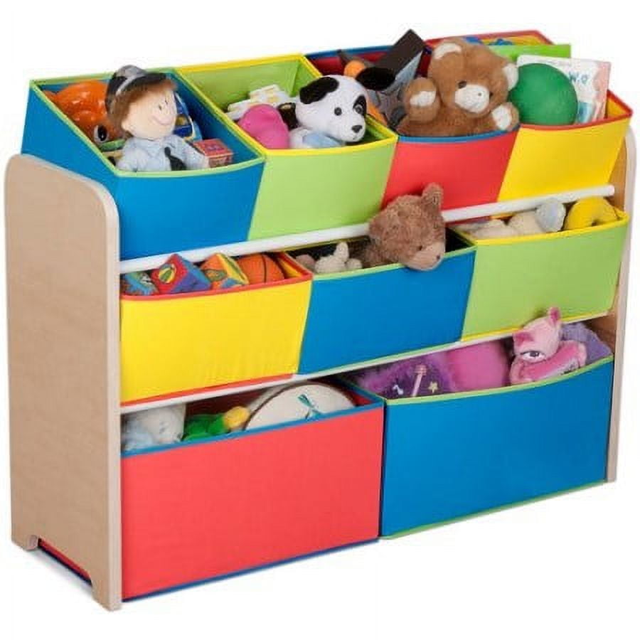 Deluxe Multi-Bin Toy Organizer with Storage Bins, Greenguard Gold, Wood, Natural