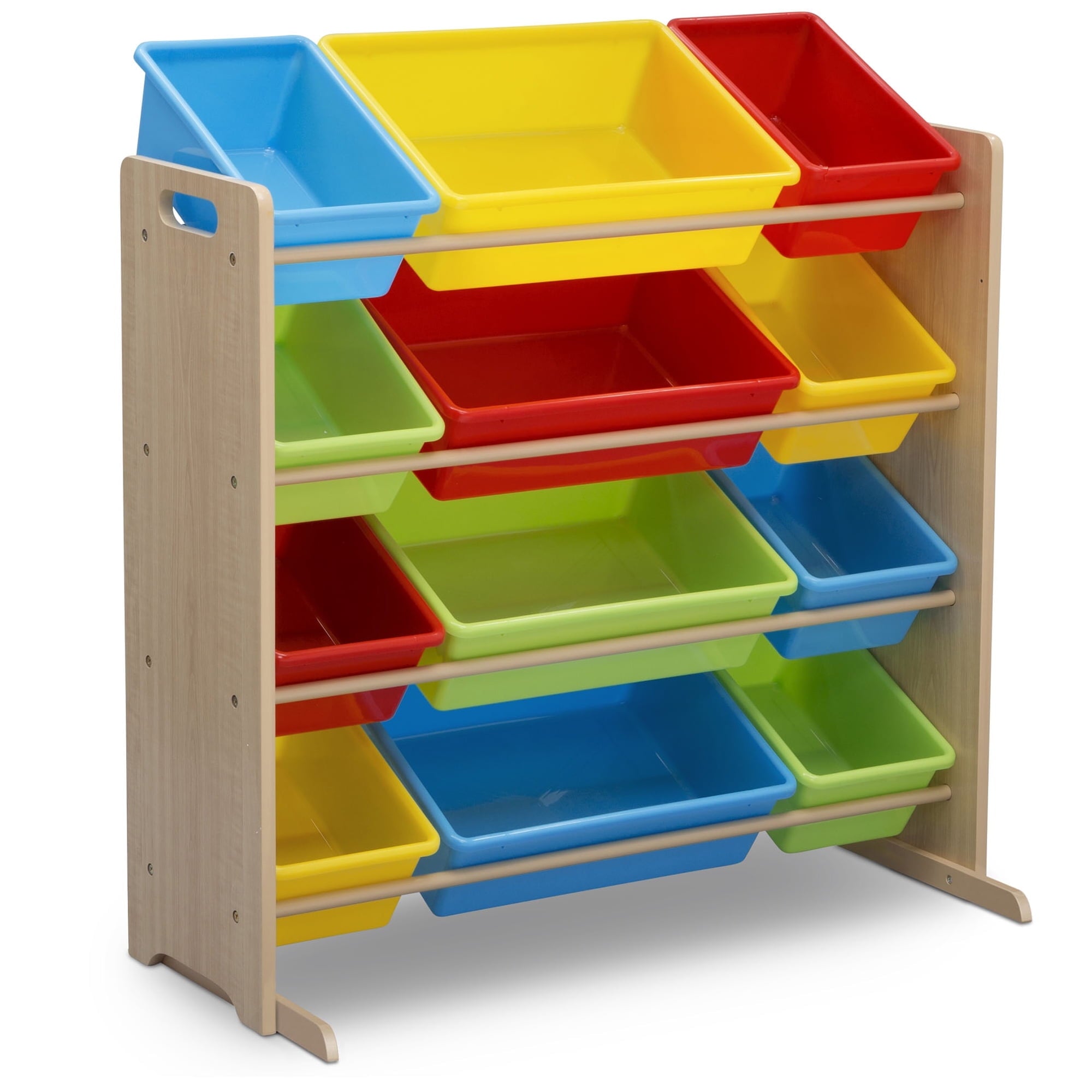 Kids Toy Storage Organizer with 12 Plastic Bins, Greenguard Gold Certified, White/Pink
