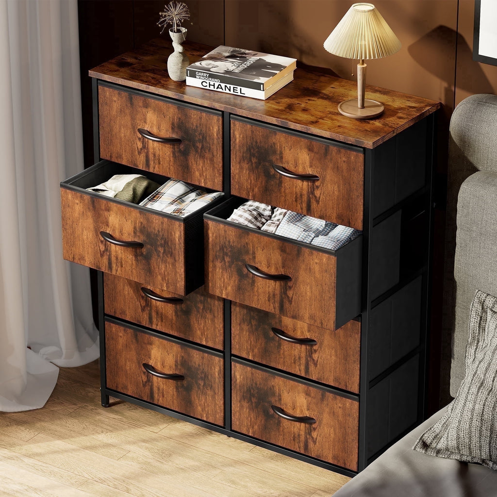 8-Drawer Fabric Dresser Storage Chest for Bedroom, Closet, Entryway, Storage Furniture for Adults, Black
