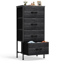 Dresser, Storage Organizer with 4 Drawers for Bedroom, Nightstands with Sturdy Metal Frame, Wood Tabletop for LivingRoom, Entryway,Black