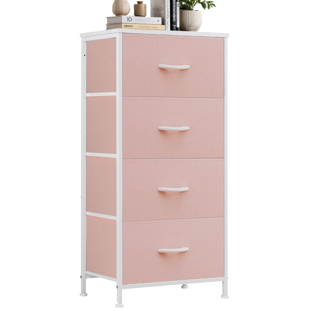 Dresser, Storage Organizer with 4 Drawers for Bedroom, Nightstands with Sturdy Metal Frame, Wood Tabletop for LivingRoom, Entryway,Black