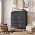 Dresser, Storage Organizer with 9 Drawers for Bedroom, Chest of Drawer with Fabric Bin, Sturdy Metal Frame, Wood Top for Closet, Nursery,Black