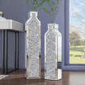 Floor vase crushing diamond reflective vase - Silver floor-style vase set (2-piece) - 24-inch and 30-inch large crystal goblet vases, suitable for living rooms, dining rooms, bedrooms, home corners, corridors, indoor offices and floors.