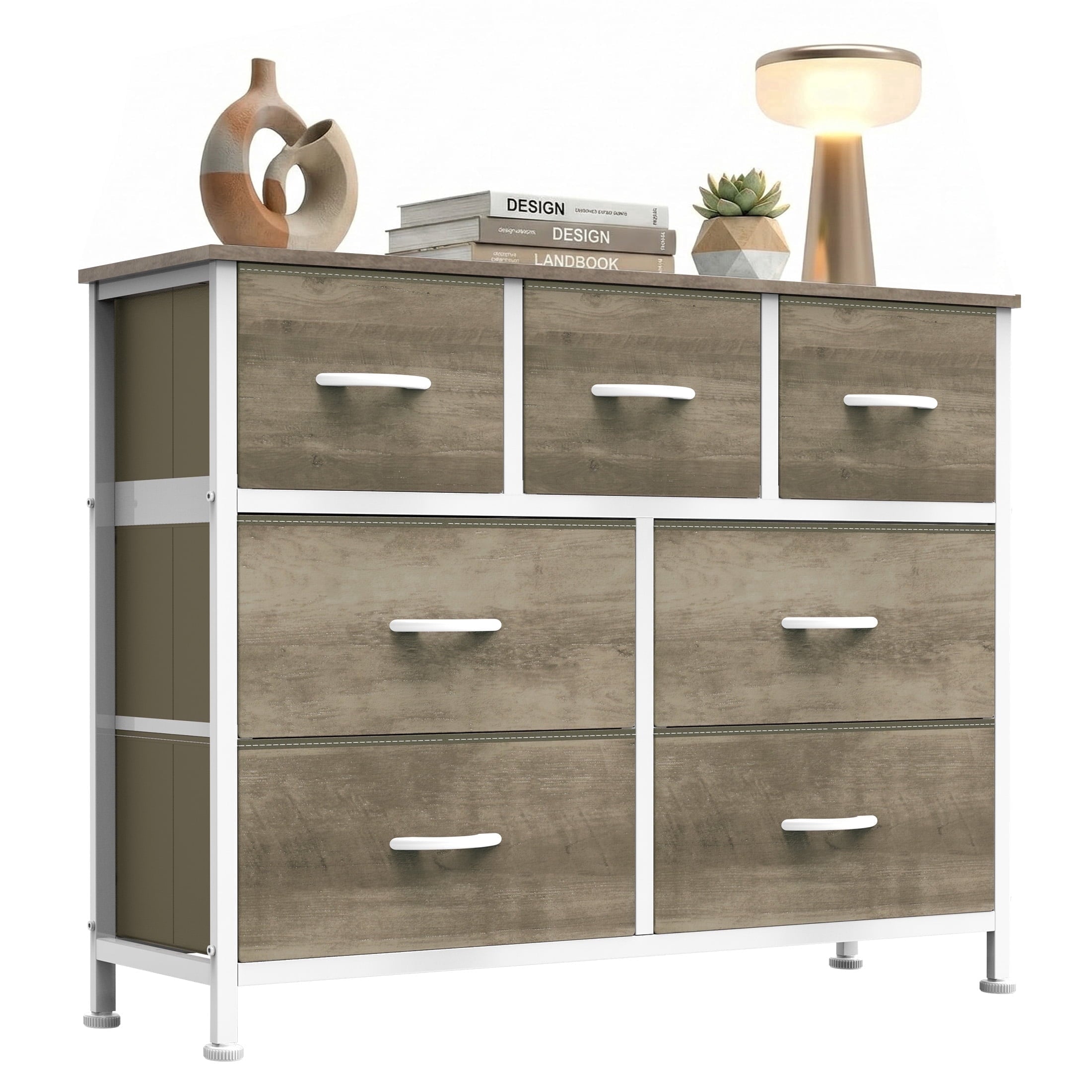 9 Drawers Fabric Dresser for Bedroom, Drawer Organizer Storage Cabinet for Closet, Clothes, TV Stand, Light Gary