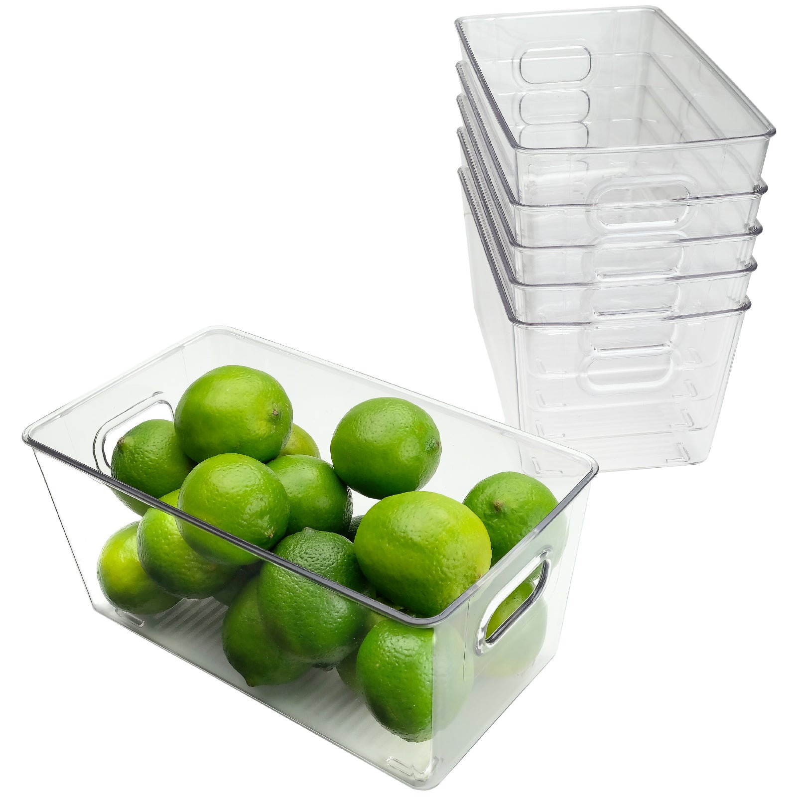 10.12" x 6.02" x 5.31" Rigid Plastic Clear Storage Bins for organizing and storing household goods, food, or Office supplies (Pack of 6) - EGP-HD-0370