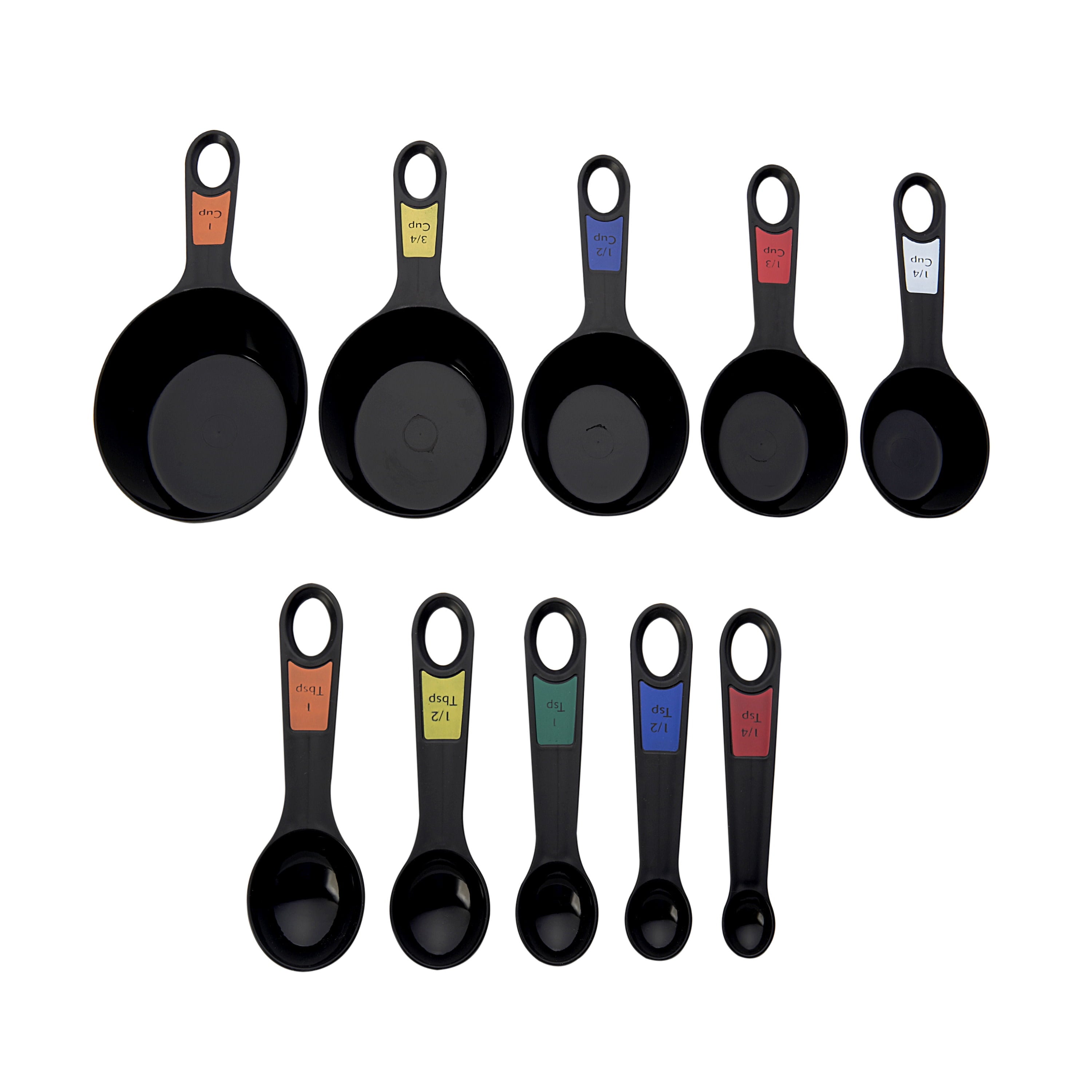 10 Piece Plastic Nesting Measuring Cup and Spoon Set Black