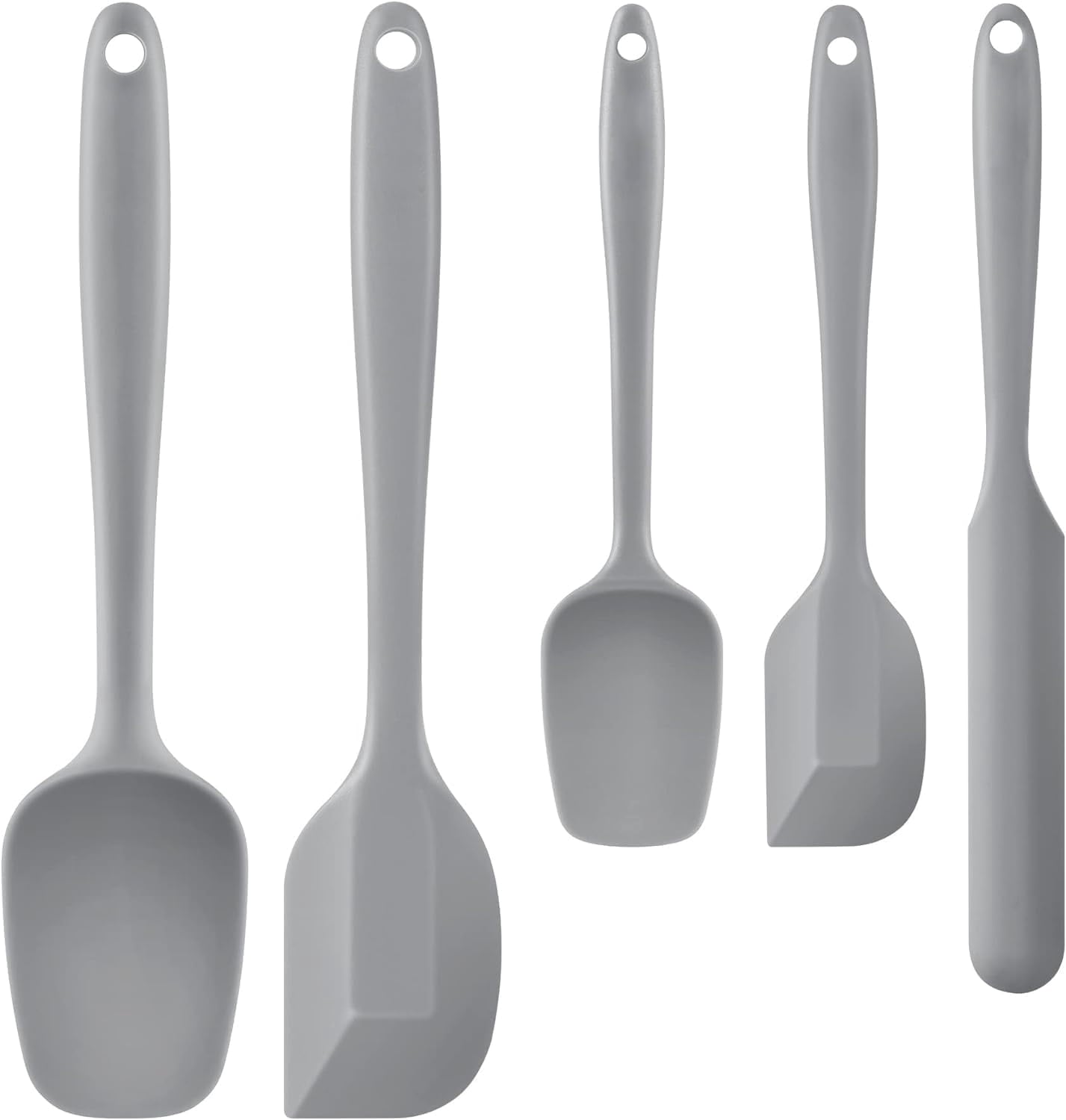 Food Grade Silicone Rubber Spatula Set, 5 Pcs Kitchen Cooking Baking Mixing Utensil Sets, High Non Stick Dishwasher- Khaki
