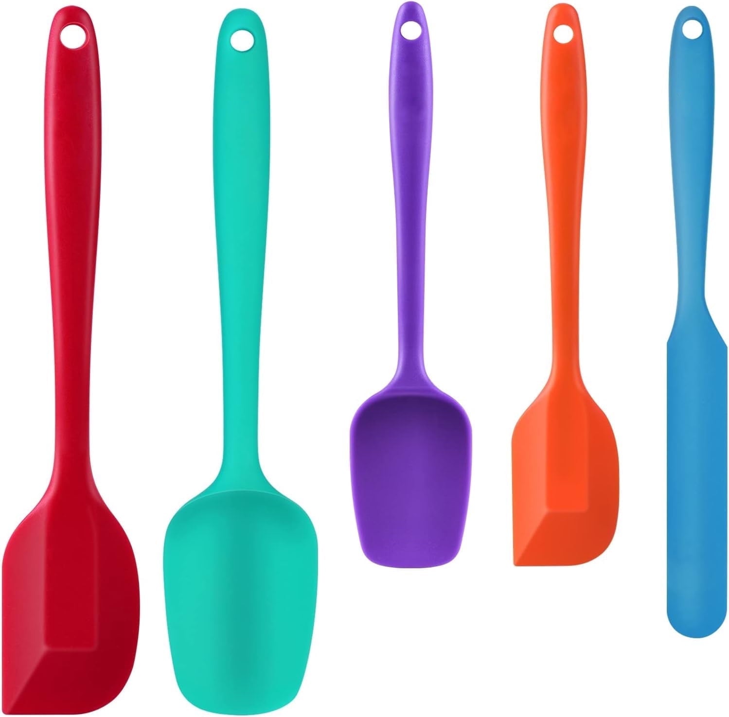 Food Grade Silicone Rubber Spatula Set, 5 Pcs Kitchen Cooking Baking Mixing Utensil Sets, High Non Stick Dishwasher- Khaki