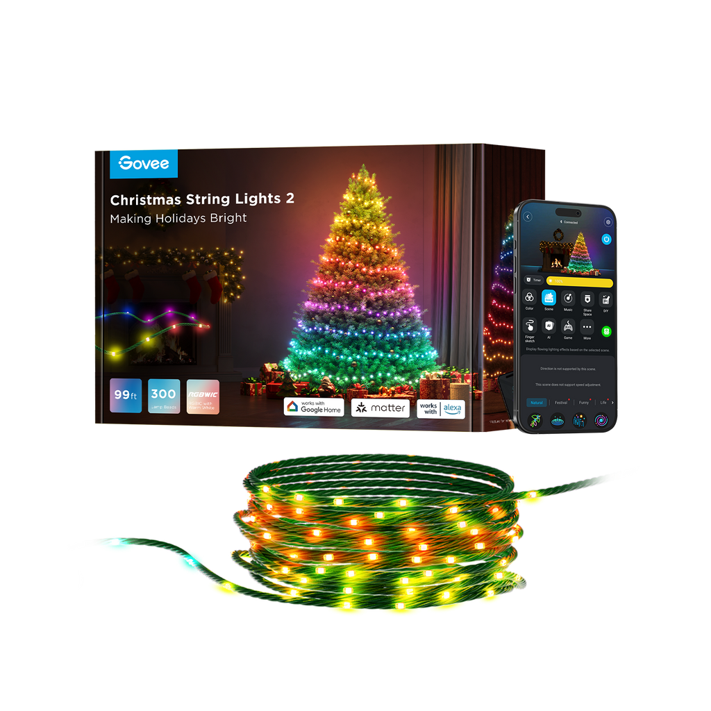 Christmas Lights 2-Green - 99ft (30m)