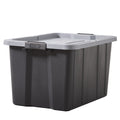 27 Gallon Large Storage Bin with Latch Lid, Heavy Duty Latching Plastic Storage Container, Black and Grey