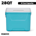 28 QT Laguna Hard-Sided Ice Chest Cooler, Aqua Blue and White