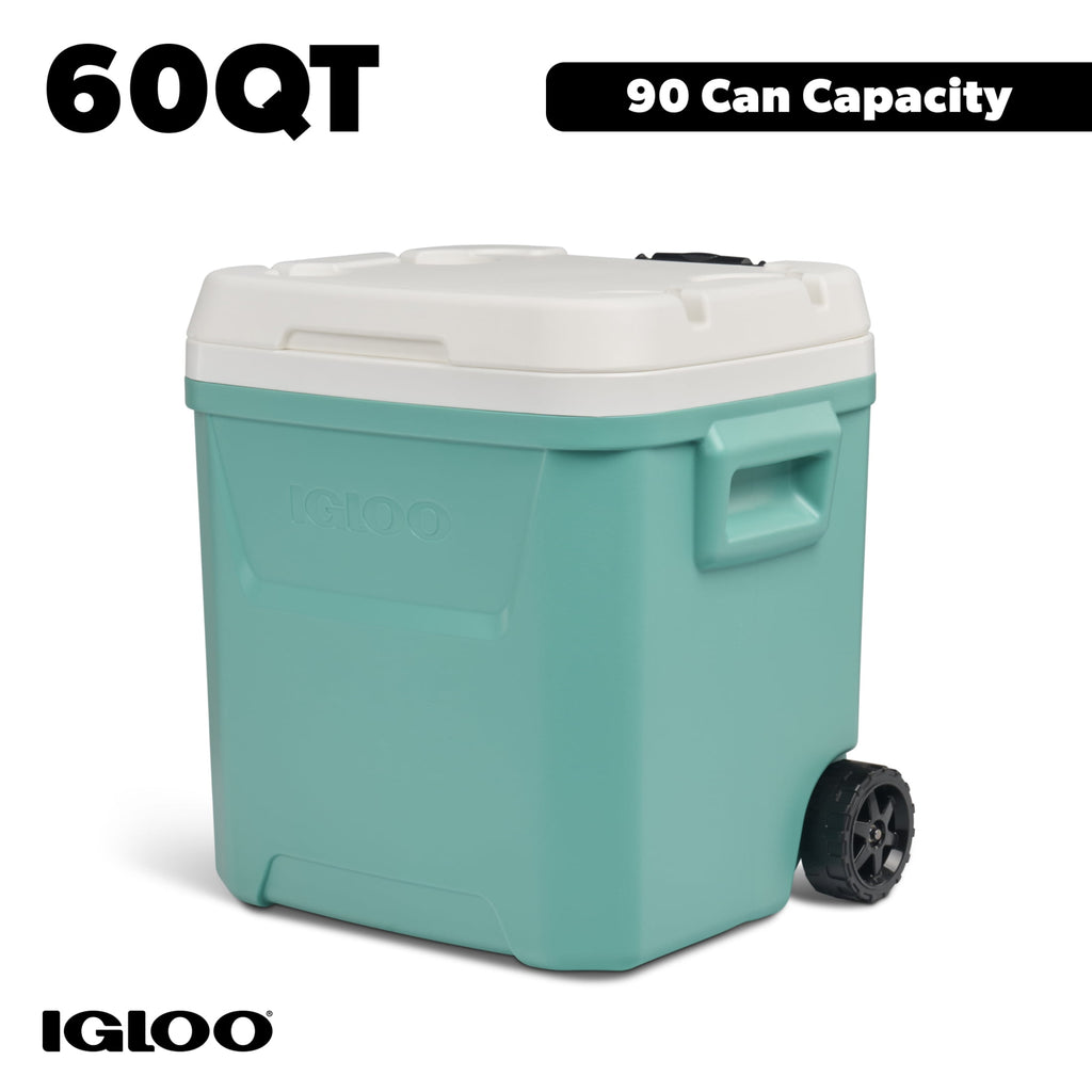 60 QT Laguna Ice Chest Cooler with Wheels, Blue