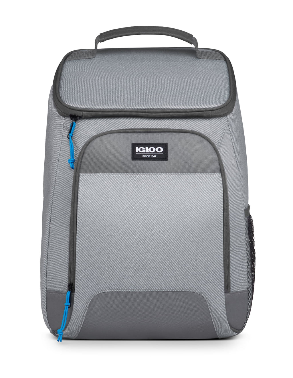 Laguna Soft Sided Cooler Backpack, 24 Can Capacity, Gray Twill with Ibiza Blue