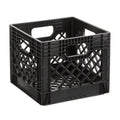 16QT Heavy-Duty Plastic Milk Crate Black with Built-in Handles