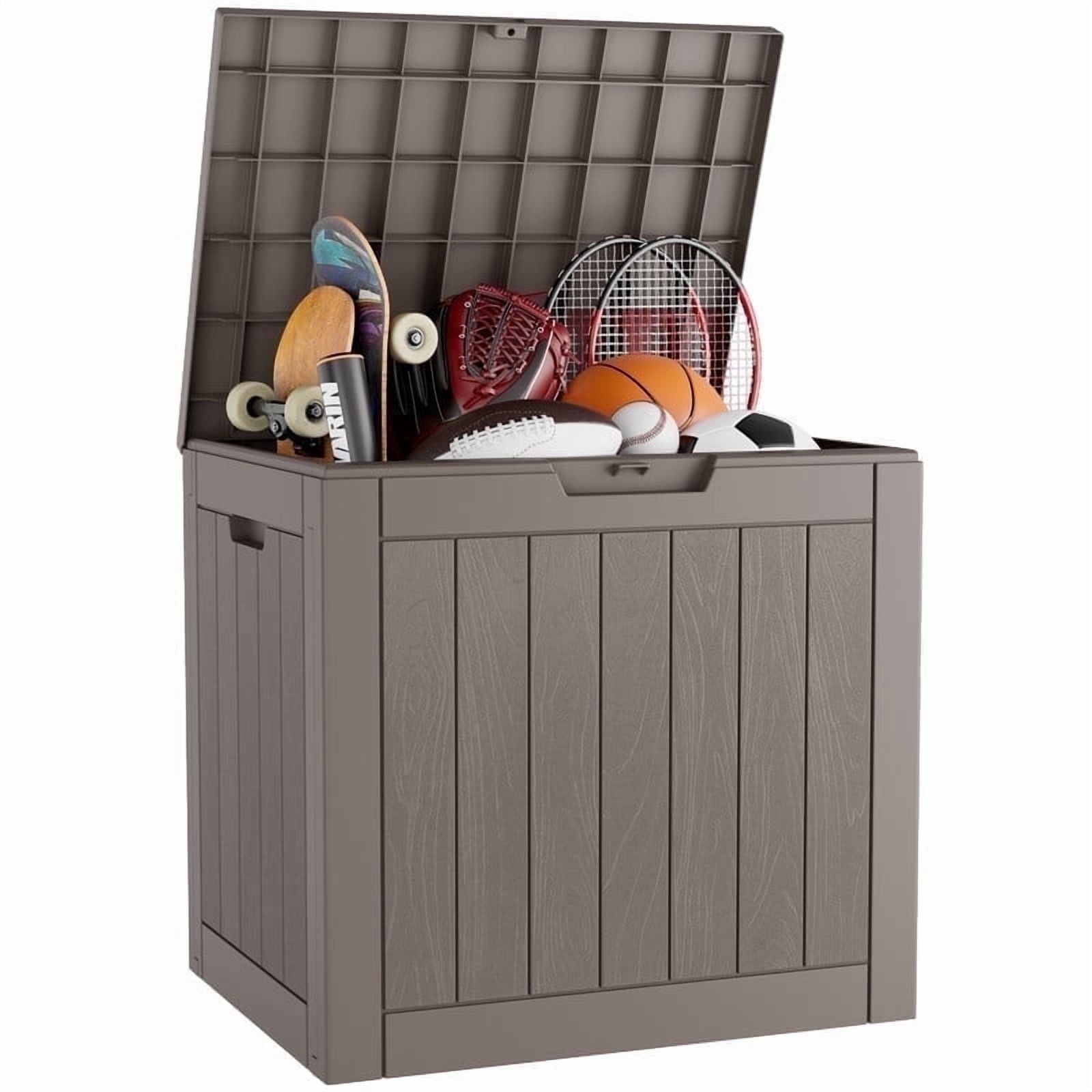 31 Gallon Deck Box, Resin Outdoor Storage Box, and Storage Deck Box for Garden Tools, Supplies, Toys