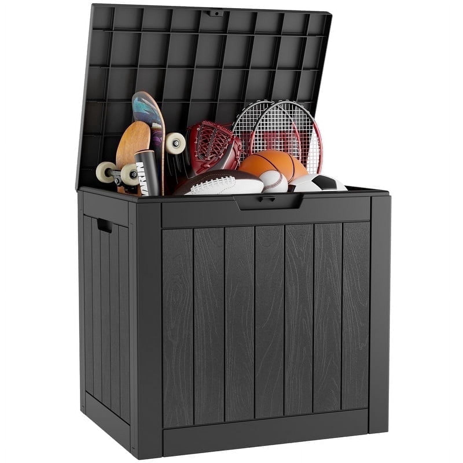 31 Gallon Deck Box, Resin Outdoor Storage Box, and Storage Deck Box for Garden Tools, Supplies, Toys