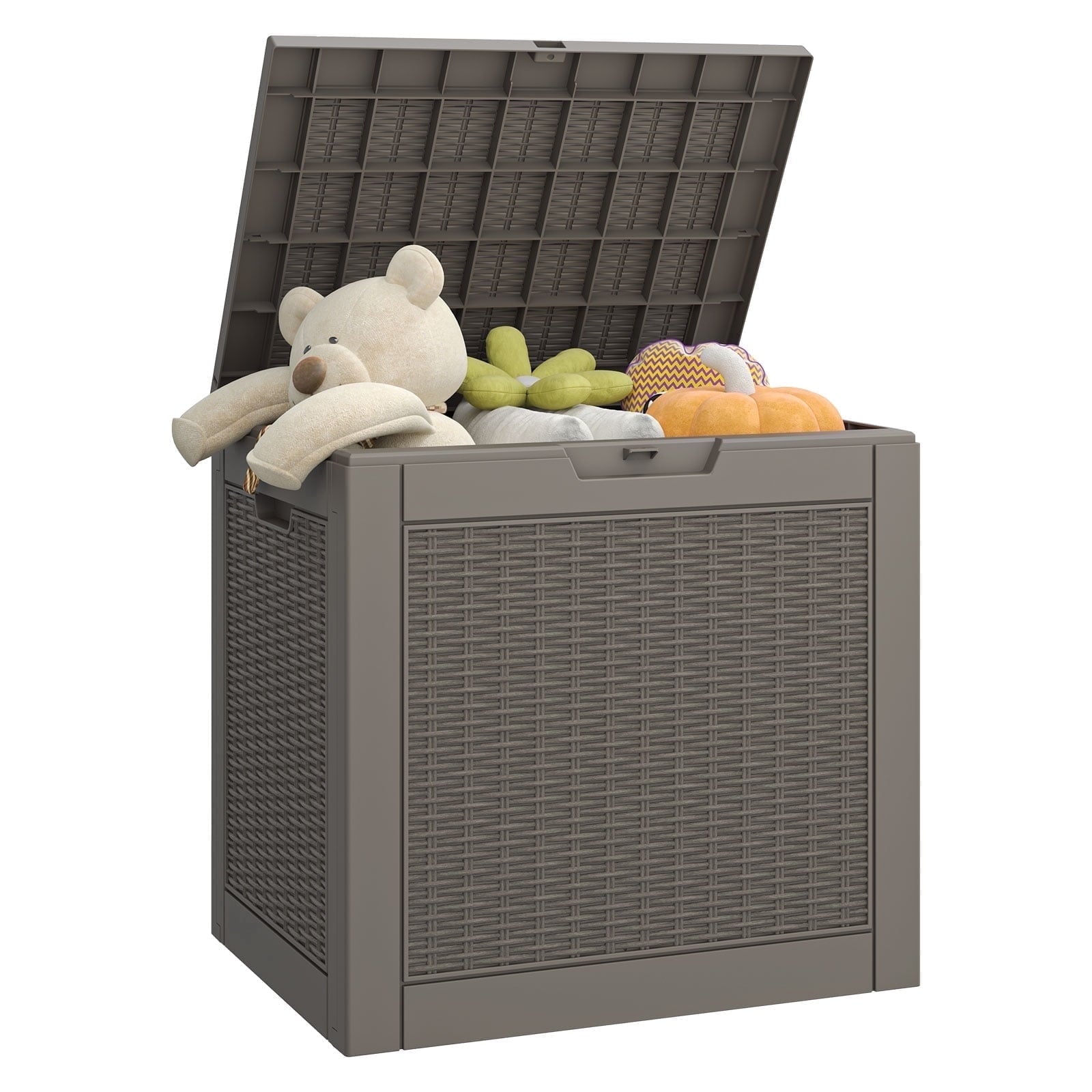 31 Gallon Deck Box, Resin Outdoor Storage Box, and Storage Deck Box for Garden Tools, Supplies, Toys