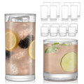 Province Tumbler and Rocks Glass Set, Elegant Drinkware Glasses Set, Drinking Glasses Set of 16