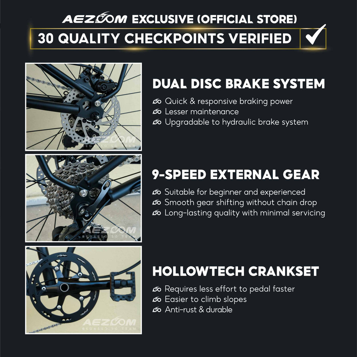 BEGASSO BGS920 20" (9-SPEED DISC BRAKE TRIFOLD)