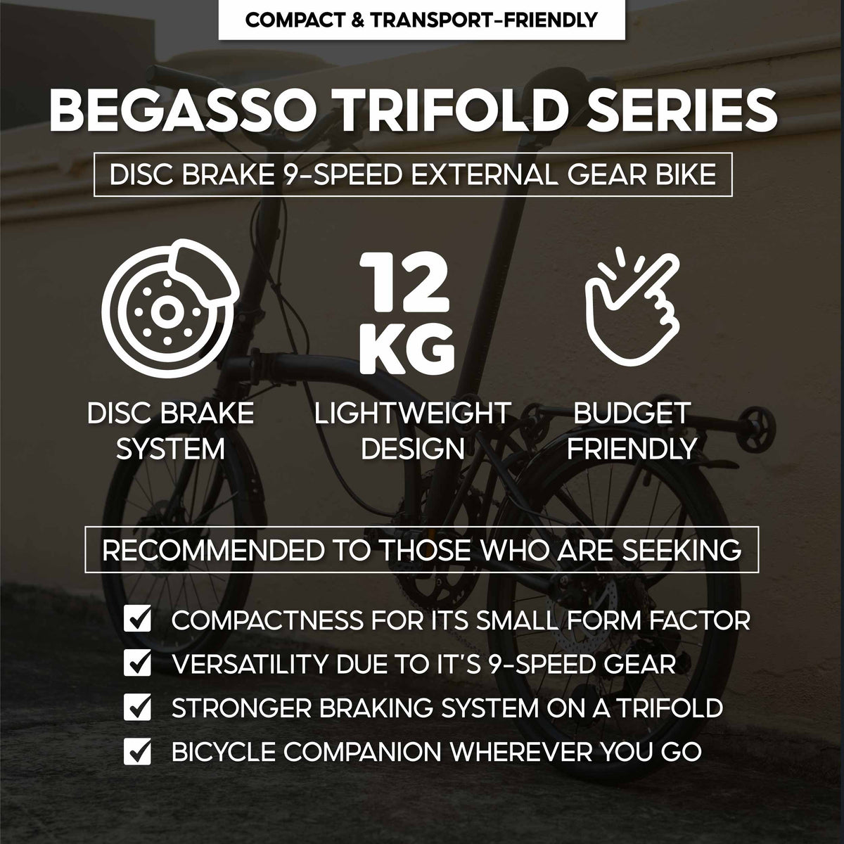 BEGASSO BGS920 20" (9-SPEED DISC BRAKE TRIFOLD)