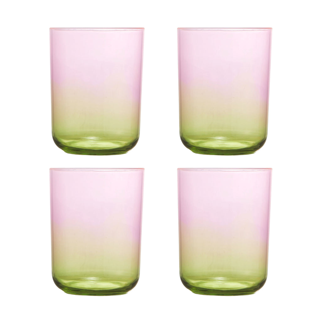 12oz Drinking Glasses Set of 4, Gradient Color Acrylic Tumbler Cup, Ice Beverage and Water Servers Mixed Colors