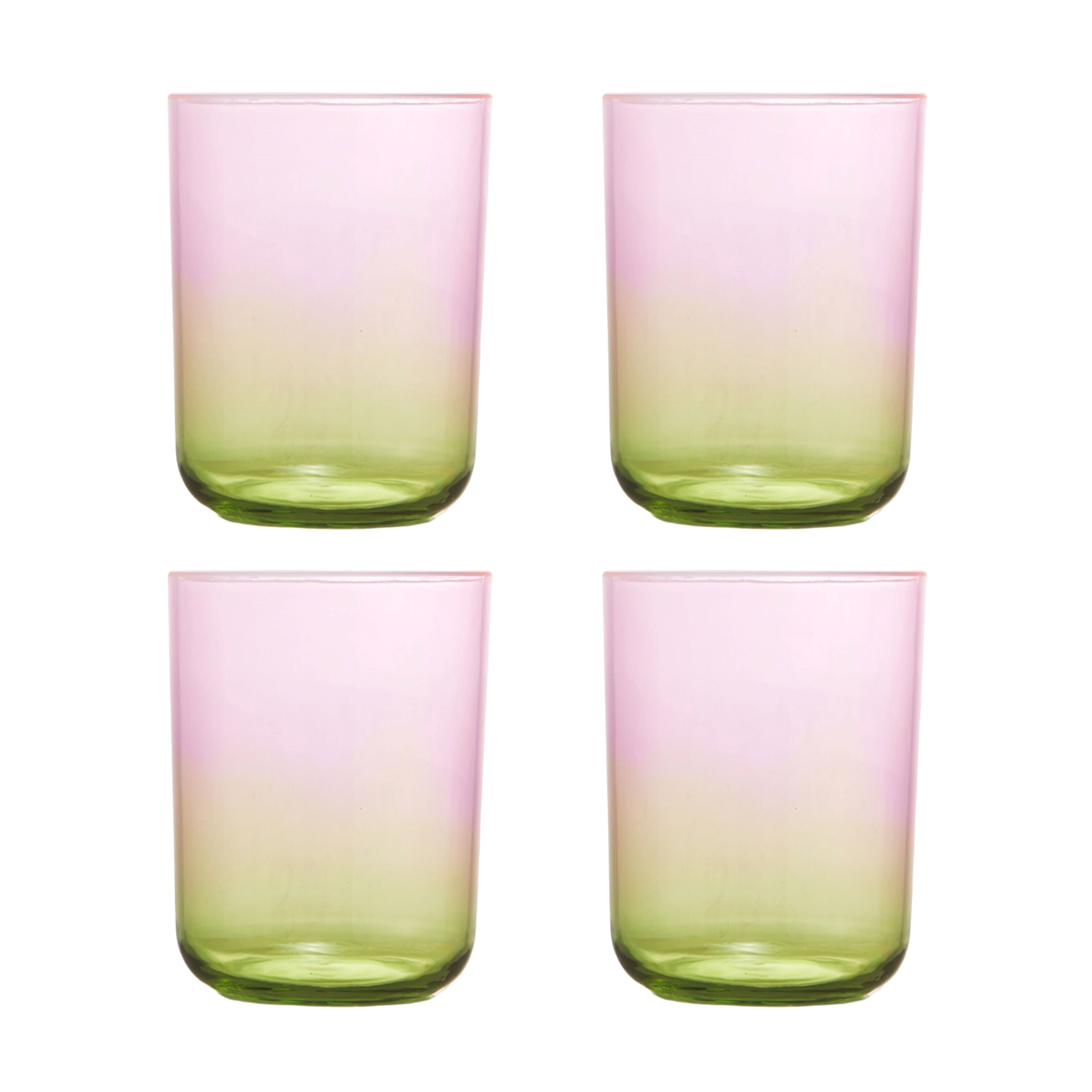 12oz Drinking Glasses Set of 4, Gradient Color Acrylic Tumbler Cup, Ice Beverage and Water Servers Mixed Colors