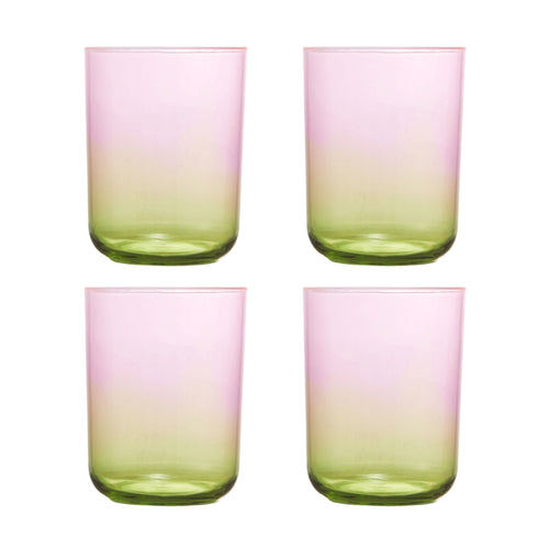 12oz Drinking Glasses Set of 4, Gradient Color Acrylic Tumbler Cup, Ice Beverage and Water Servers Mixed Colors