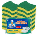 MR.Siga Cellulose Scrub Sponge Strong Absorbent, Dual-Sided Dishwashing Sponge for Kitchen, 12 Pack