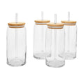 Briar Can Glass Drinkware with Lids &amp; Straws, Set of 4