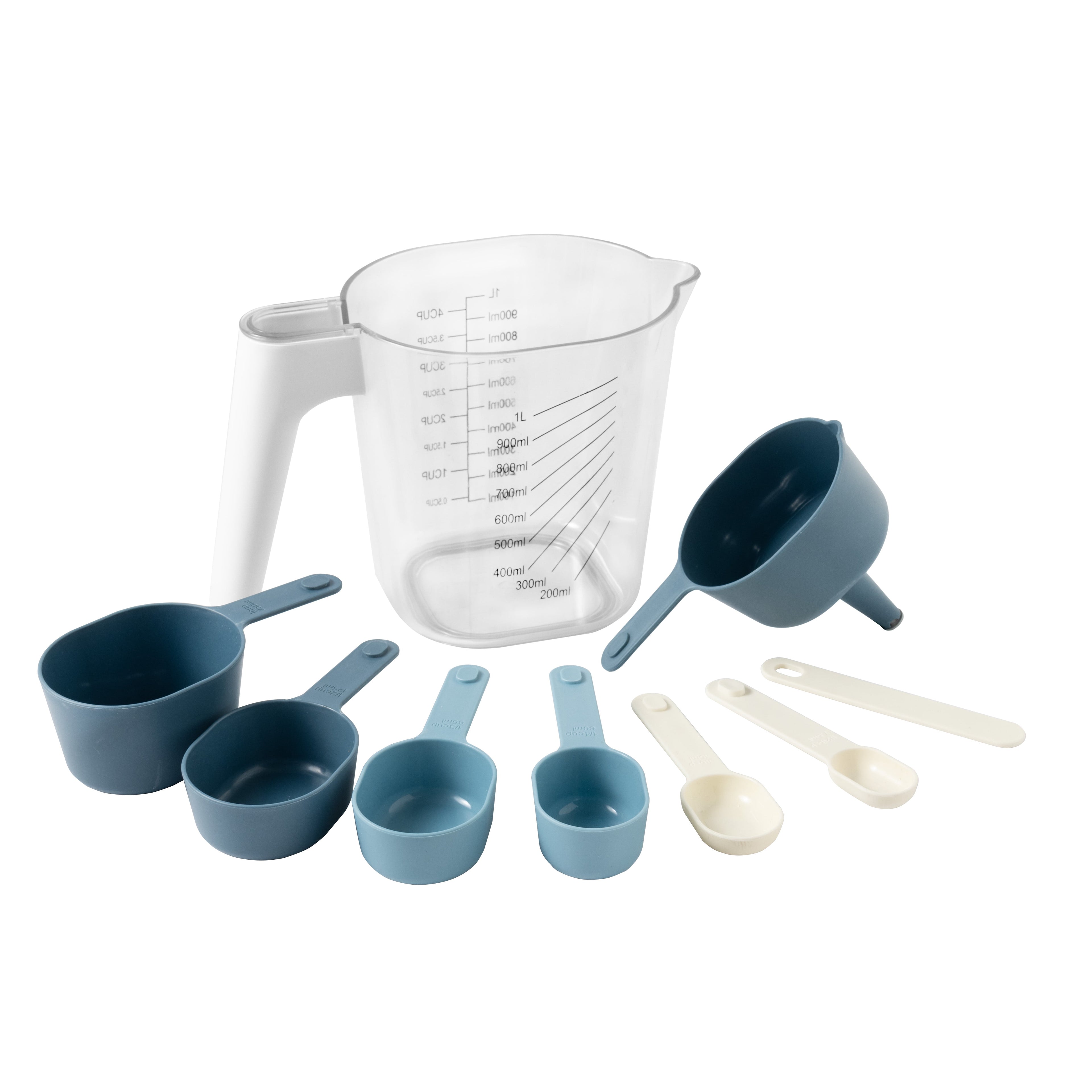 9-Piece Measuring Set Kitchen Tools for Cooking, 7.48" L, Blue