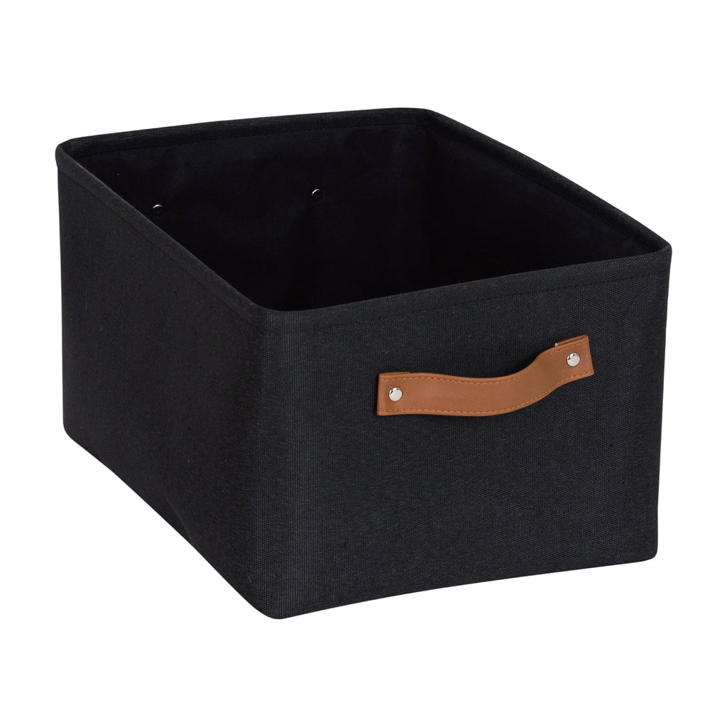 Natural Canvas Fabric Decorative Storage Basket with Handles, 15 in x 8 in x 11 in