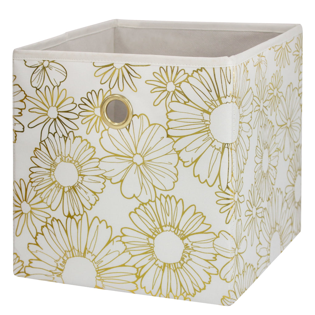 Collapsible Fabric Cube Storage Bin, Rich Black