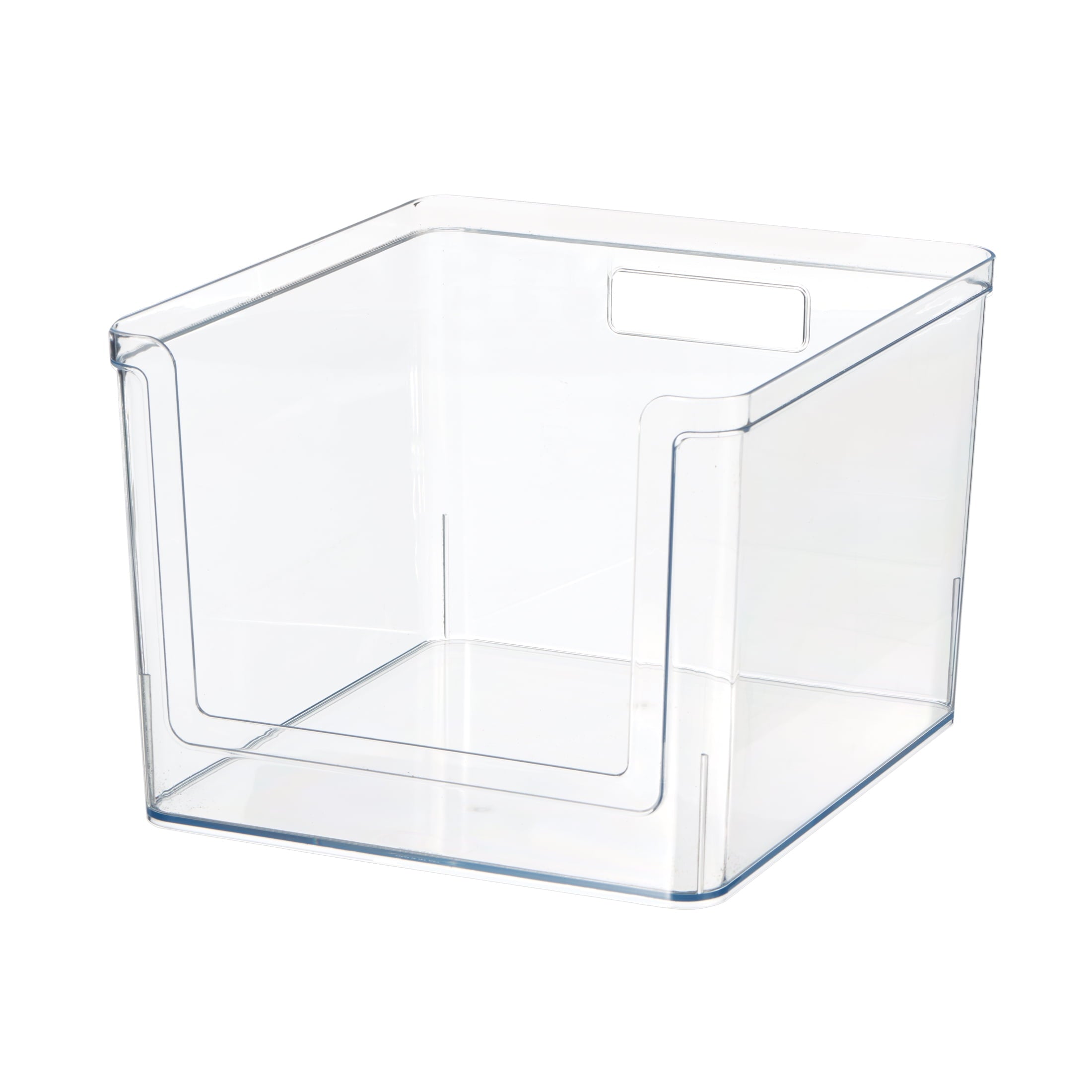 Deep Open-Front Pantry Organizer Bin, Clear Plastic, 12” x 10.5” x 8.0”