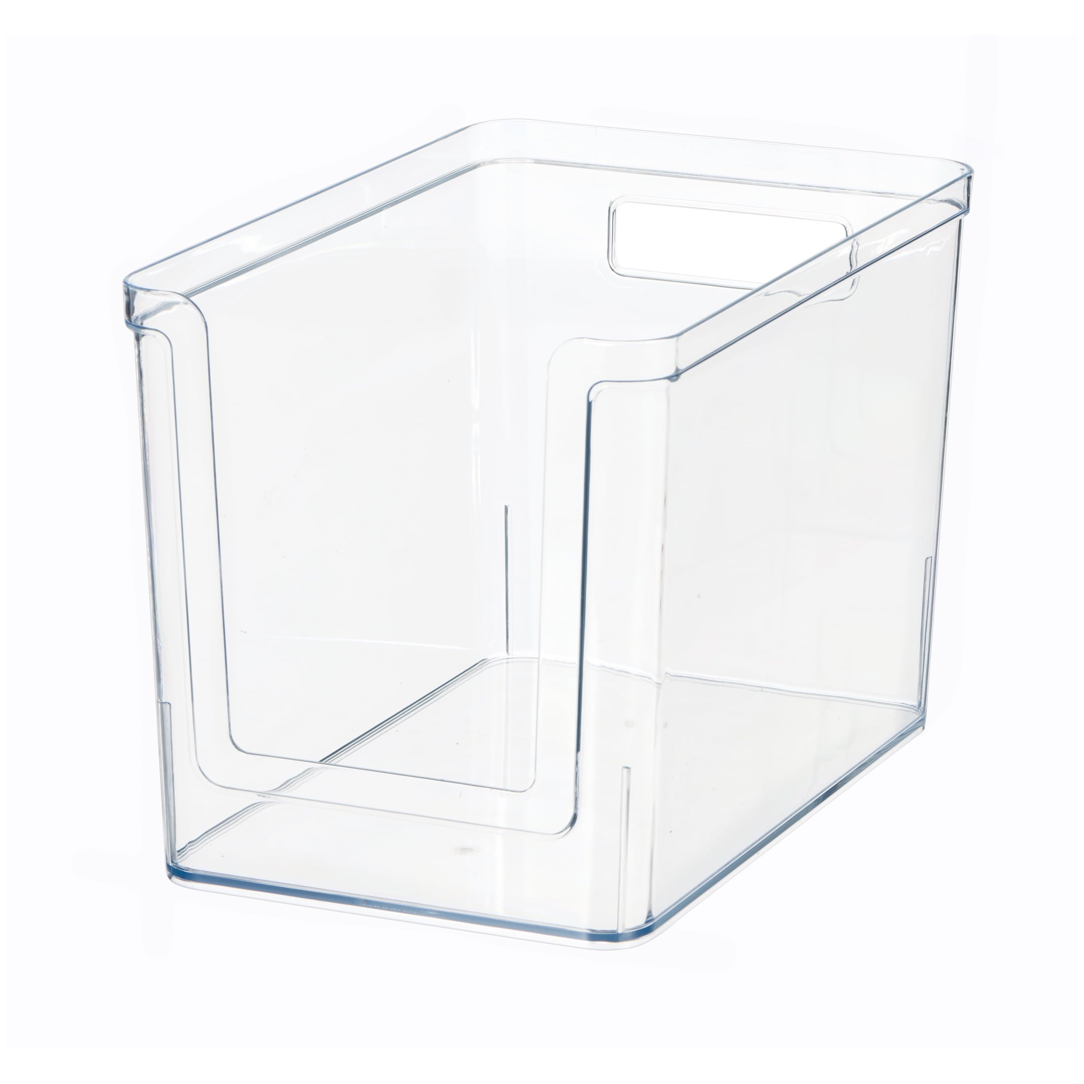 Large Deep Clear Plastic Pantry Storage Organizer Bin with Open Front, Kitchen Cabinet, Fridge and Shelf Storage Container for Pantry Organization, 12" x 7.5" x 8"