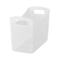 12 Qt Clear Plastic Storage Bin Organizer with Carrying Handles, Narrow Rectangular Utility Container for Pantry, Closet, Cabinet and Shelf Storage