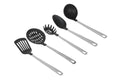 Stainless Steel and Nylon Kitchen and Cooking Utensil Set, Spoon, Spatula, Ladle, Pasta Spoon and Skimmer Assorted Colors